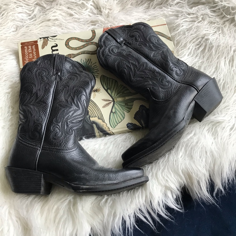 Ariat Black Leather Western Heeled Boots